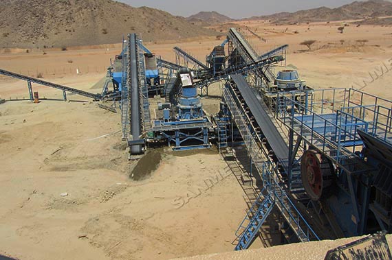 Ligne de concassage fixe de granit de 250 t/h en Arabie Saoudite